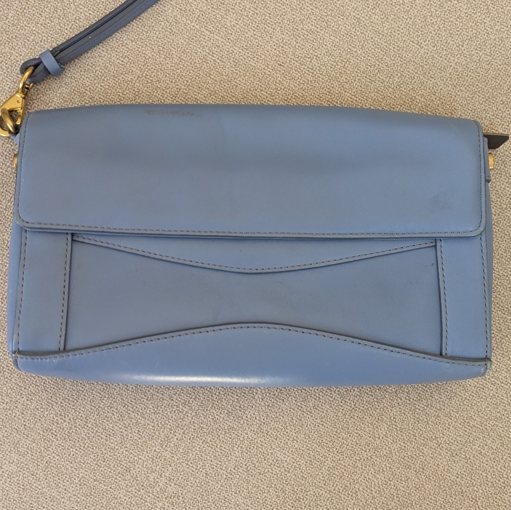 J. Crew Blue Leather Larger Wristlet